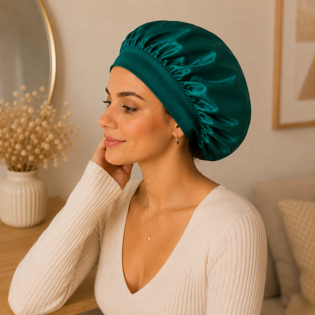 Bonnet / charlotte protection pour cheveux , spécial Nuit -  Satinée ✨