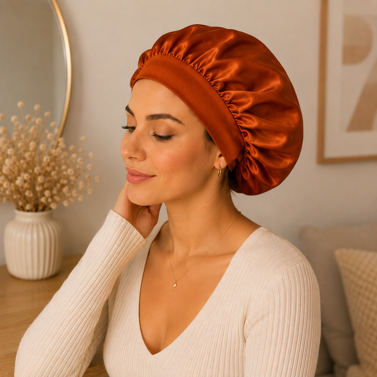 Bonnet / charlotte protection pour cheveux , spécial Nuit -  Satinée ✨