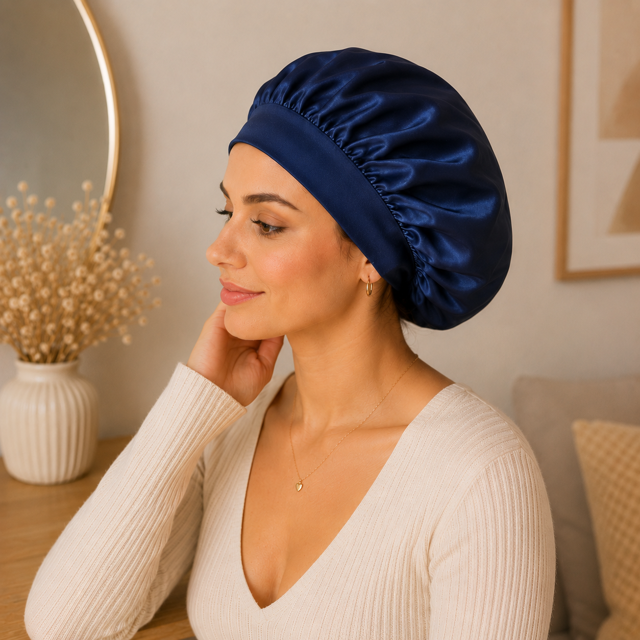 Bonnet / charlotte protection pour cheveux , spécial Nuit -  Satinée ✨