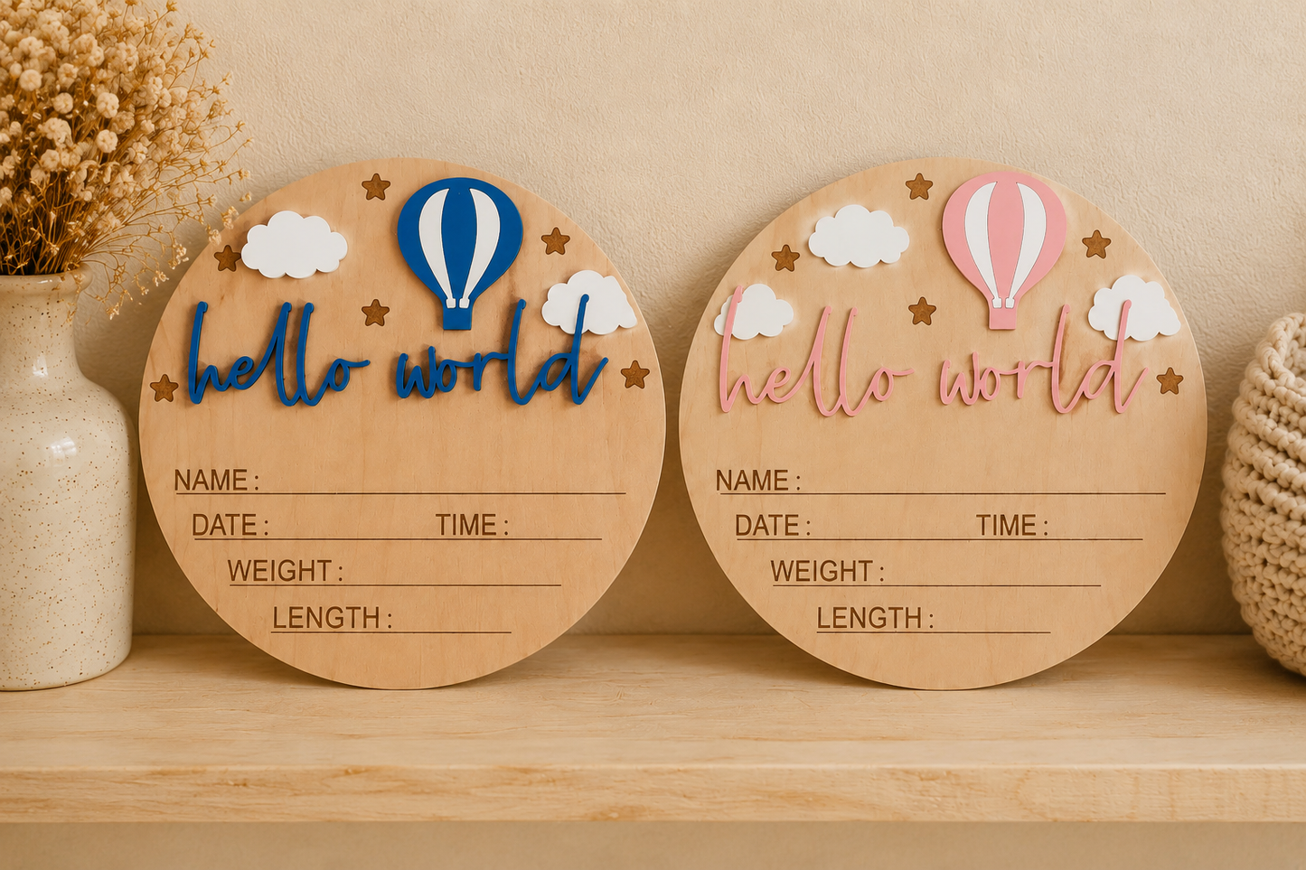 Plaque de naissance “Hello World” garçon -fille 🩷💙🧒🏼👧🏽