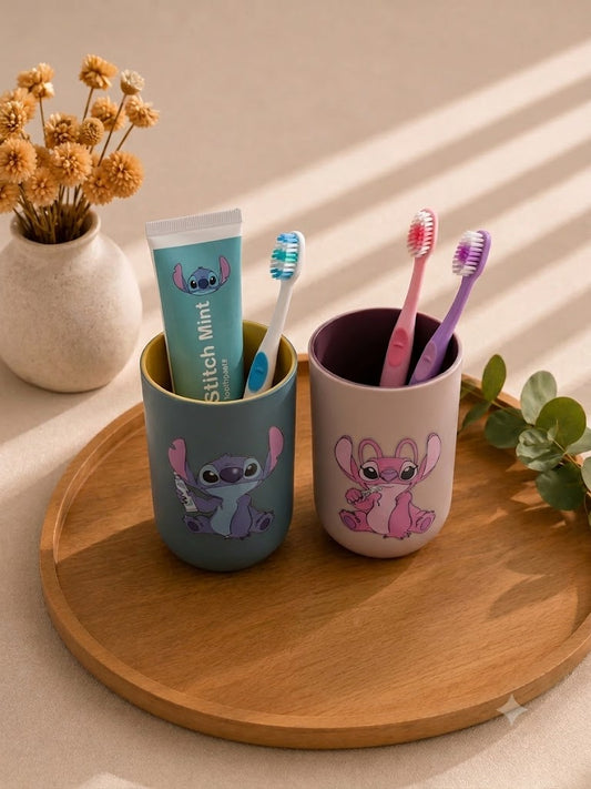 Gobelets Porte-Brosses à Dents et Accessoires - Stitch et Angel