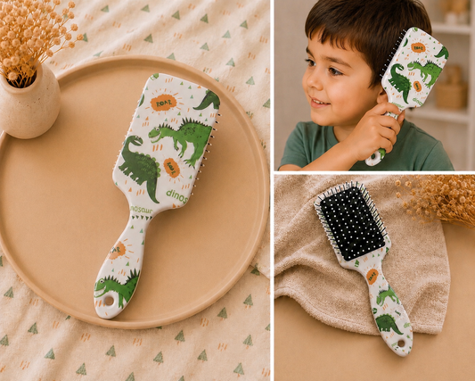Brosse à Cheveux Enfant – Motif Dinosaures 🦖