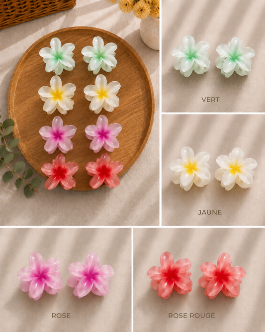 Lot de 2 petite pinces à Cheveux Fleur – Collection Pastel 🌸