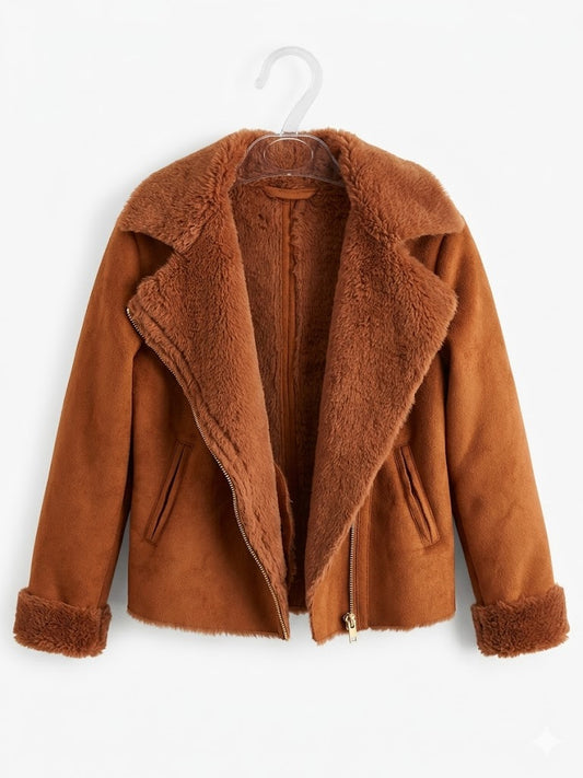 Veste fille Style Aviateur –  Camel - taille 8 ans