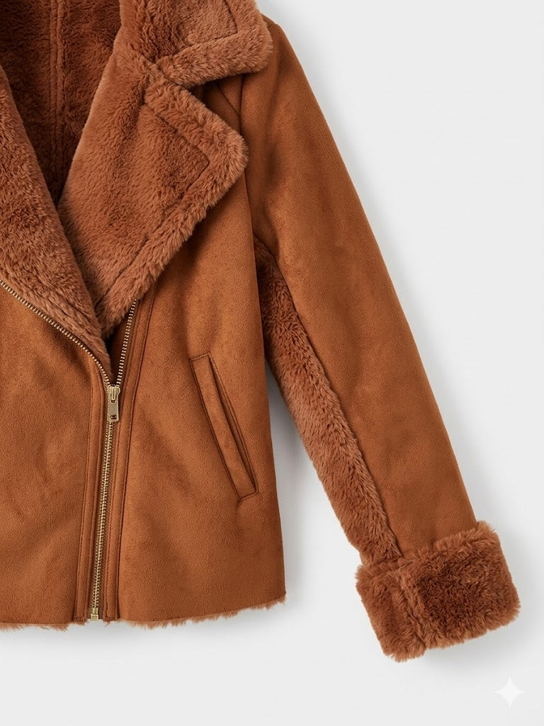 Veste fille Style Aviateur –  Camel - taille 8 ans