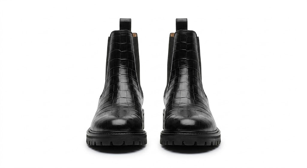 Bottines femme à Effet Croco – Noir Intemporel - pointure 37