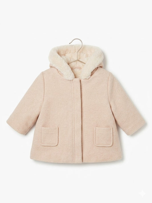 Manteau bébé fille Douillet à Capuche Fourrée – Rose Poudré - 6 mois - Kiabi
