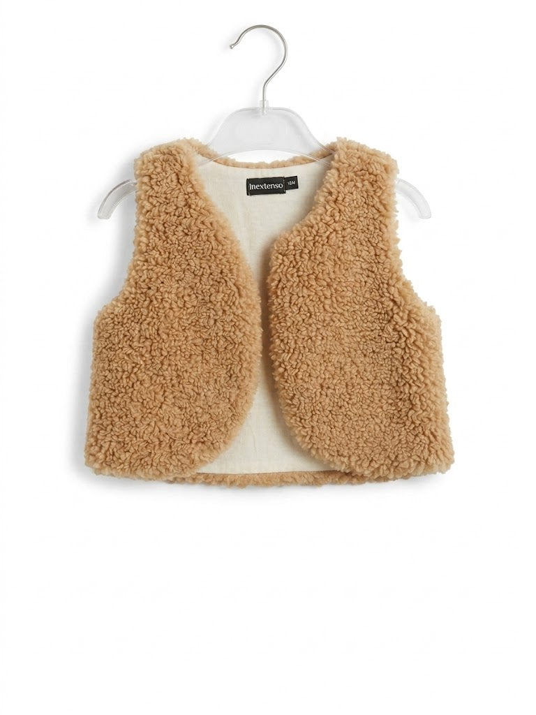 Gilet bébé fille sans manches en fausse fourrure – 18 mois