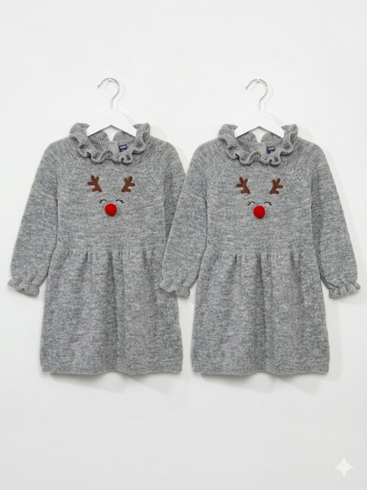 Lot de 2 Robes filles  en Tricot "Renne de Noël" – 24 mois - Kiabi