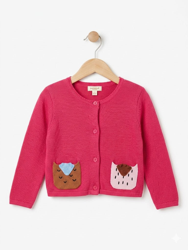 Gilet en Maille à Poches Ludiques - Rose Vif-  12 mois - CATIMINI