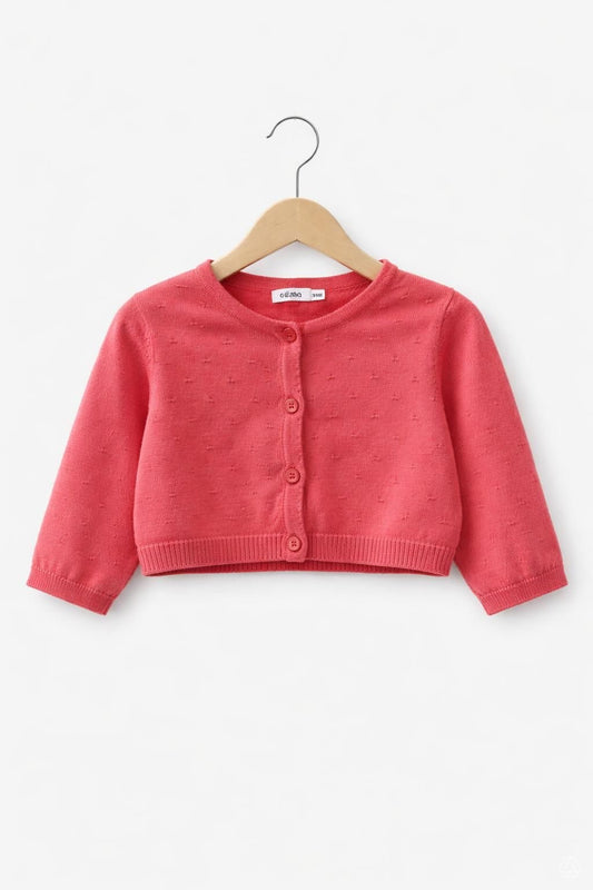 Gilet bebe fille Court en Maille Fine - Rose Corail - 18 mois- GEMO