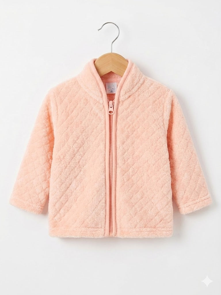 Gilet bébé fille  en Molleton Douillet – Rose Pêche - 6 mois - Nookies