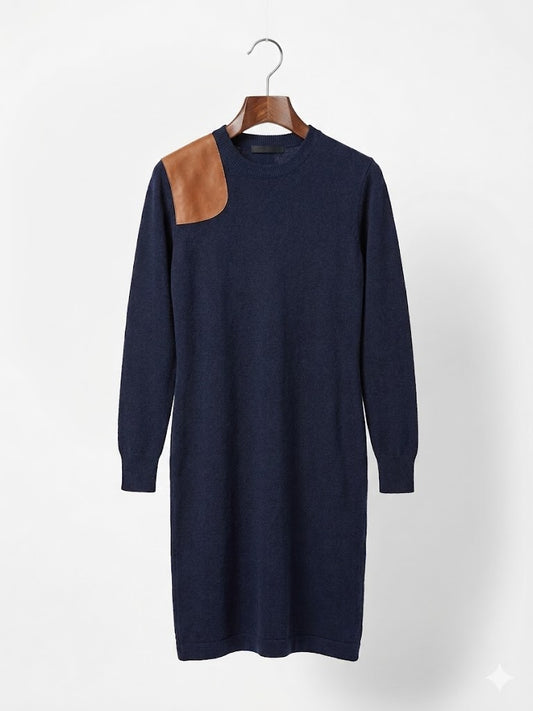 Robe Pull femme RALPH LAUREN en Maille Marine avec Empiècement Épaule - Taille S
