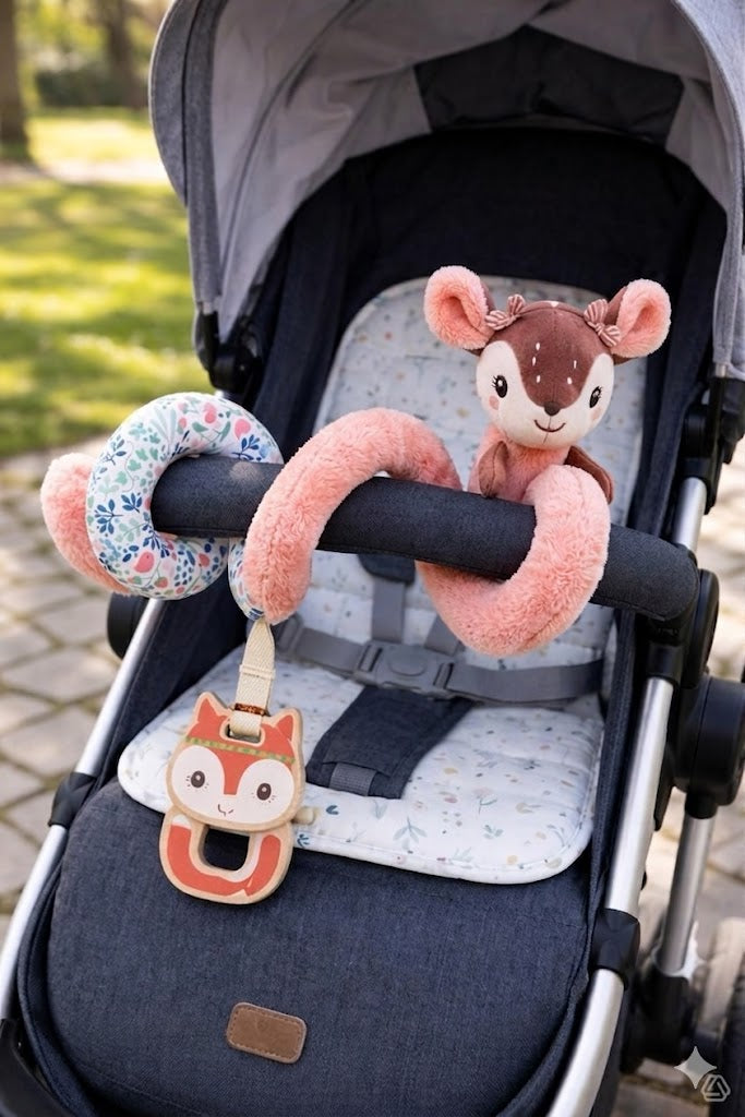 Spirale d'Éveil Multi-Activités pour Poussette – Thème Forêt