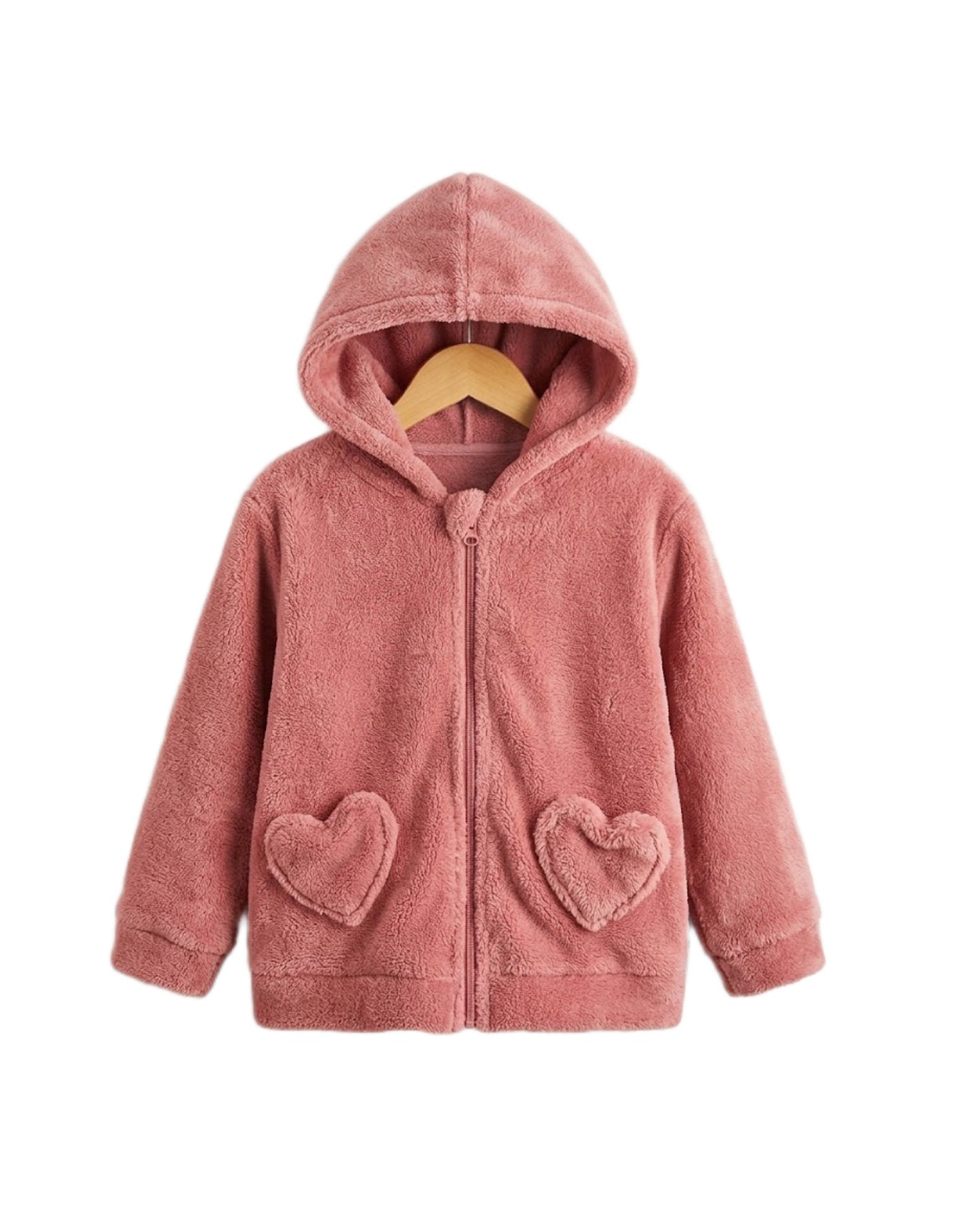 Gilet bebe fille à Capuche en Molleton Douillet – Rose - 12 mois